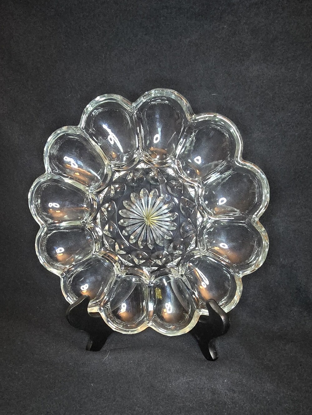 Anchor Hocking Clear Glass Deviled Egg or Relish Serving Dish
